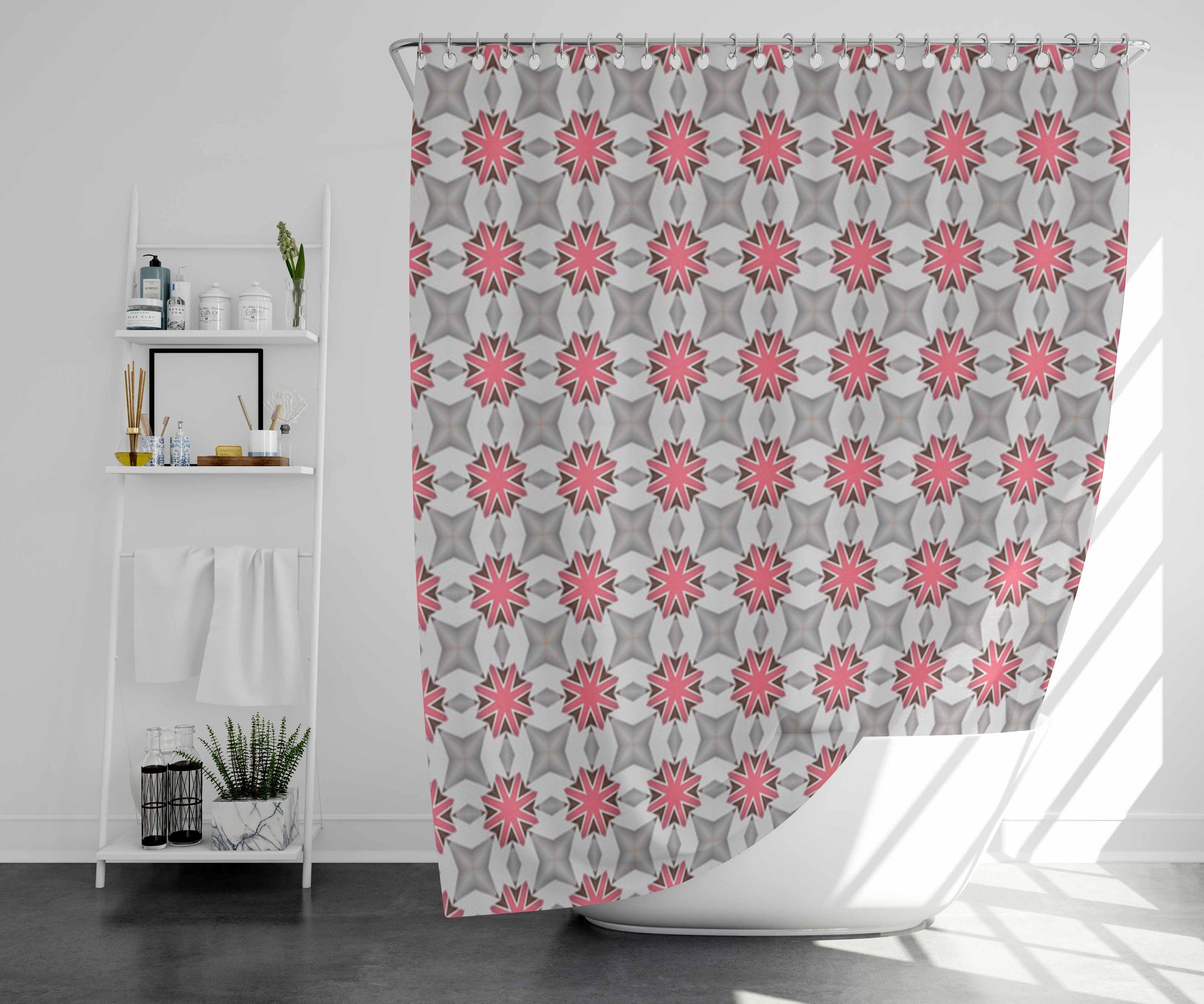 Seamless Design Wallpaper Style Pattern 2 Bathroom Shower Curtain Fabric Waterproof | 66 X 72 Inch