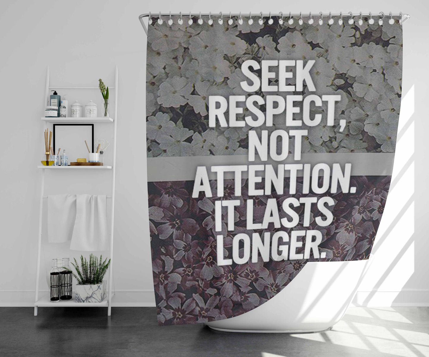 Seek Respect Bathroom Shower Curtain Fabric Waterproof | 66 X 72 Inch