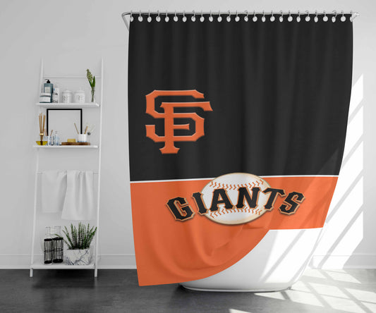 Sf Giants Minimalist Wallpaper Bathroom Shower Curtain Fabric Waterproof | 66 X 72 Inch