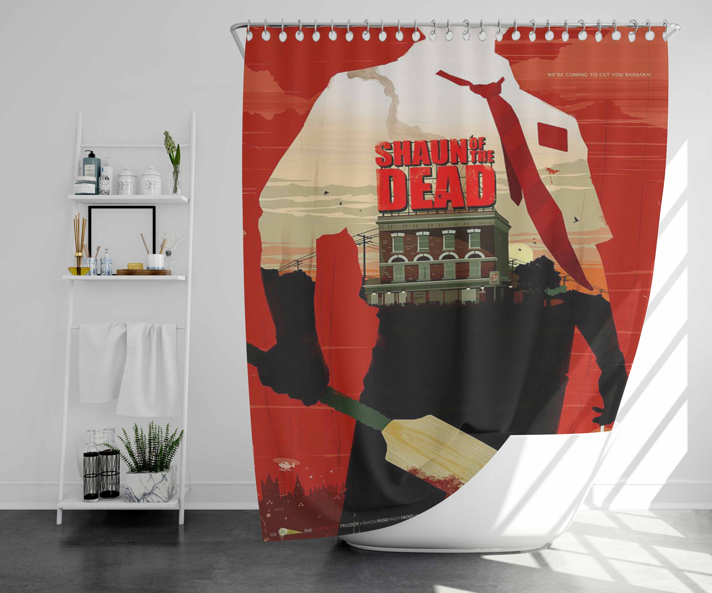 Shaun Of The Dead Bathroom Shower Curtain Fabric Waterproof | 66 X 72 Inch