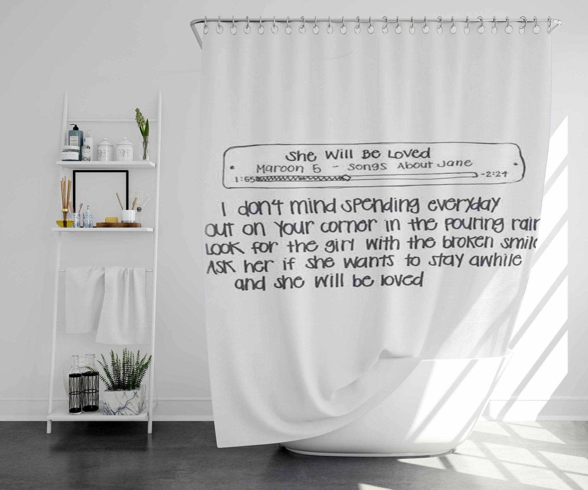 She Will Be Loved Bathroom Shower Curtain Fabric Waterproof | 66 X 72 Inch