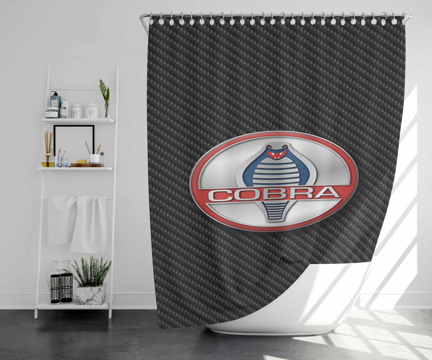 Shelby Cobra Ford Bathroom Shower Curtain Fabric Waterproof | 66 X 72 Inch