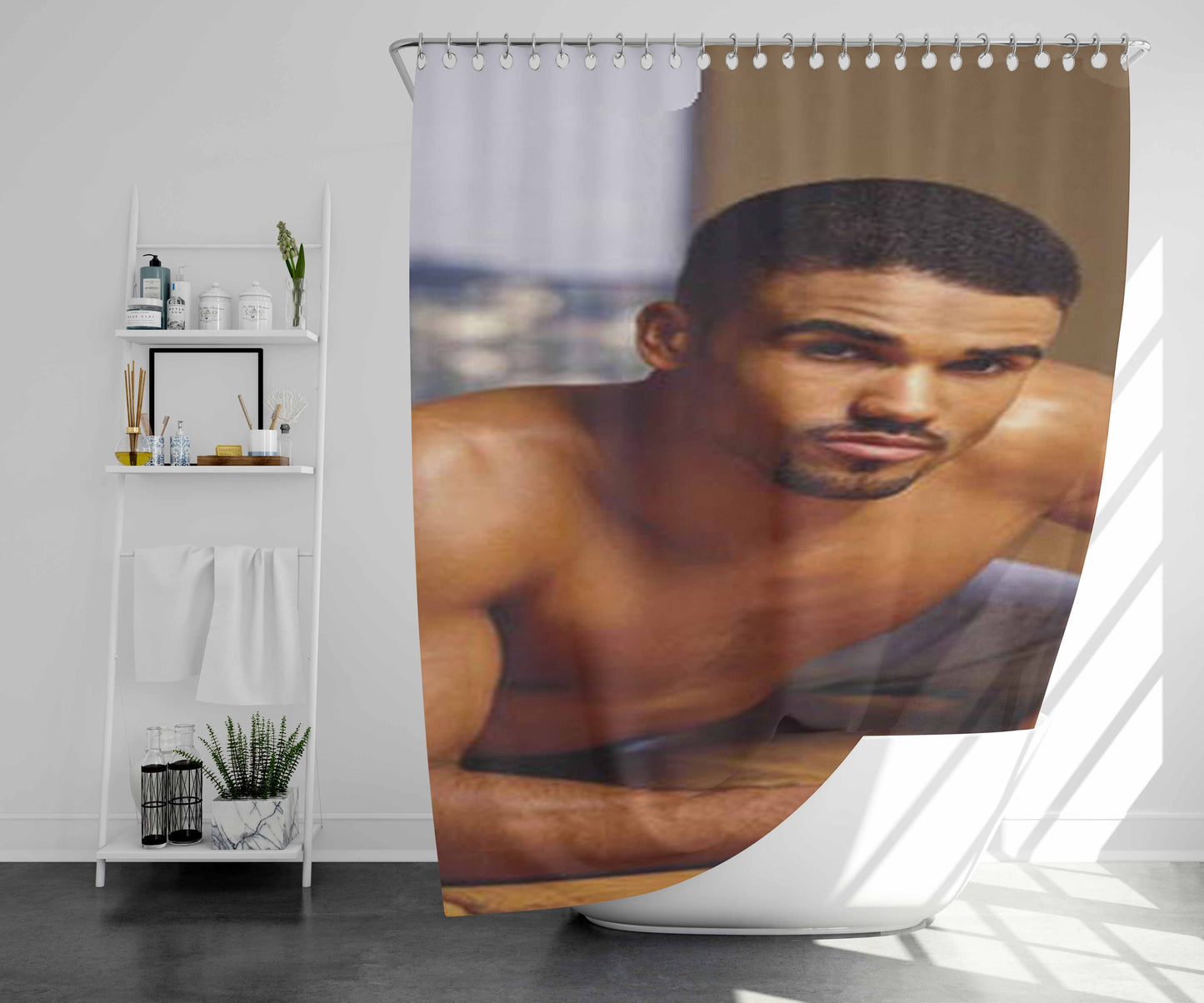 Shemar Moore Bathroom Shower Curtain Fabric Waterproof | 66 X 72 Inch