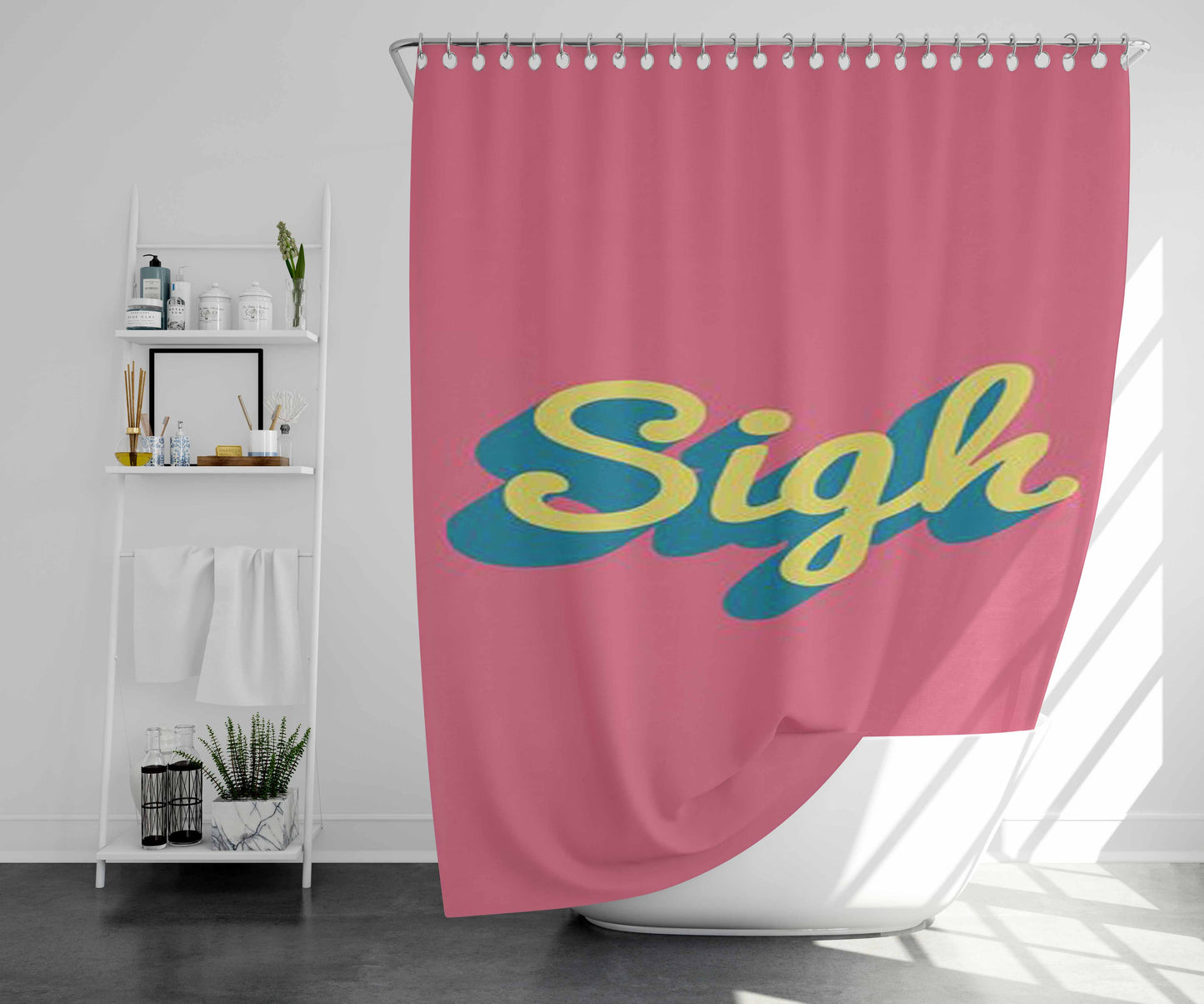 Sigh Bathroom Shower Curtain Fabric Waterproof | 66 X 72 Inch