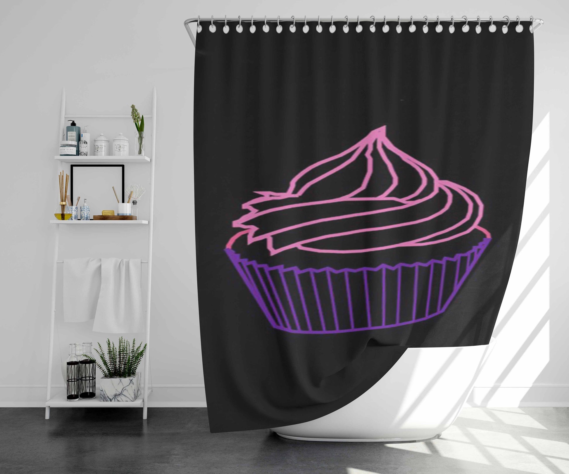 Sixty Cupcake Logo Bathroom Shower Curtain Fabric Waterproof | 66 X 72 Inch