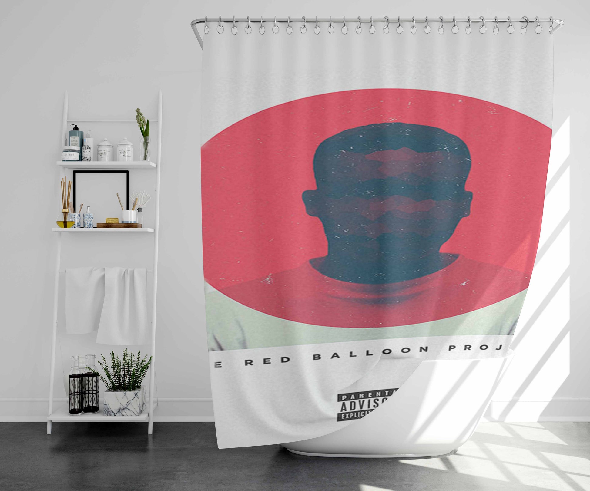 Skizzy Mars The Red Balloon Project Bathroom Shower Curtain Fabric Waterproof | 66 X 72 Inch