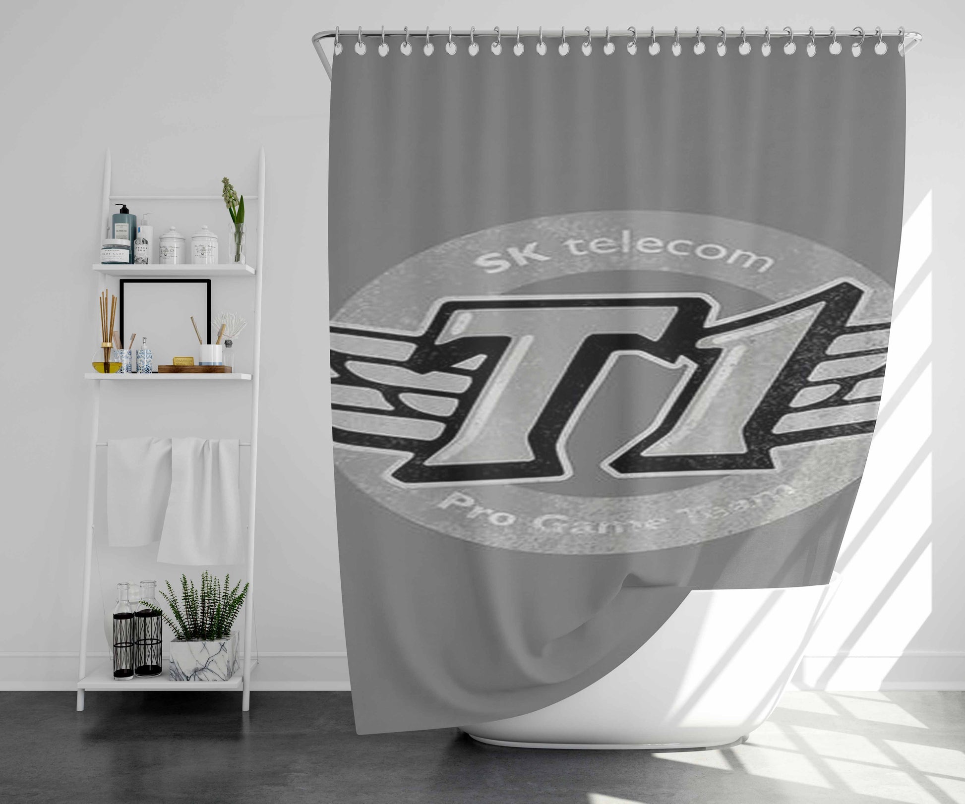 Skt T1 Vintage Logo Bathroom Shower Curtain Fabric Waterproof | 66 X 72 Inch