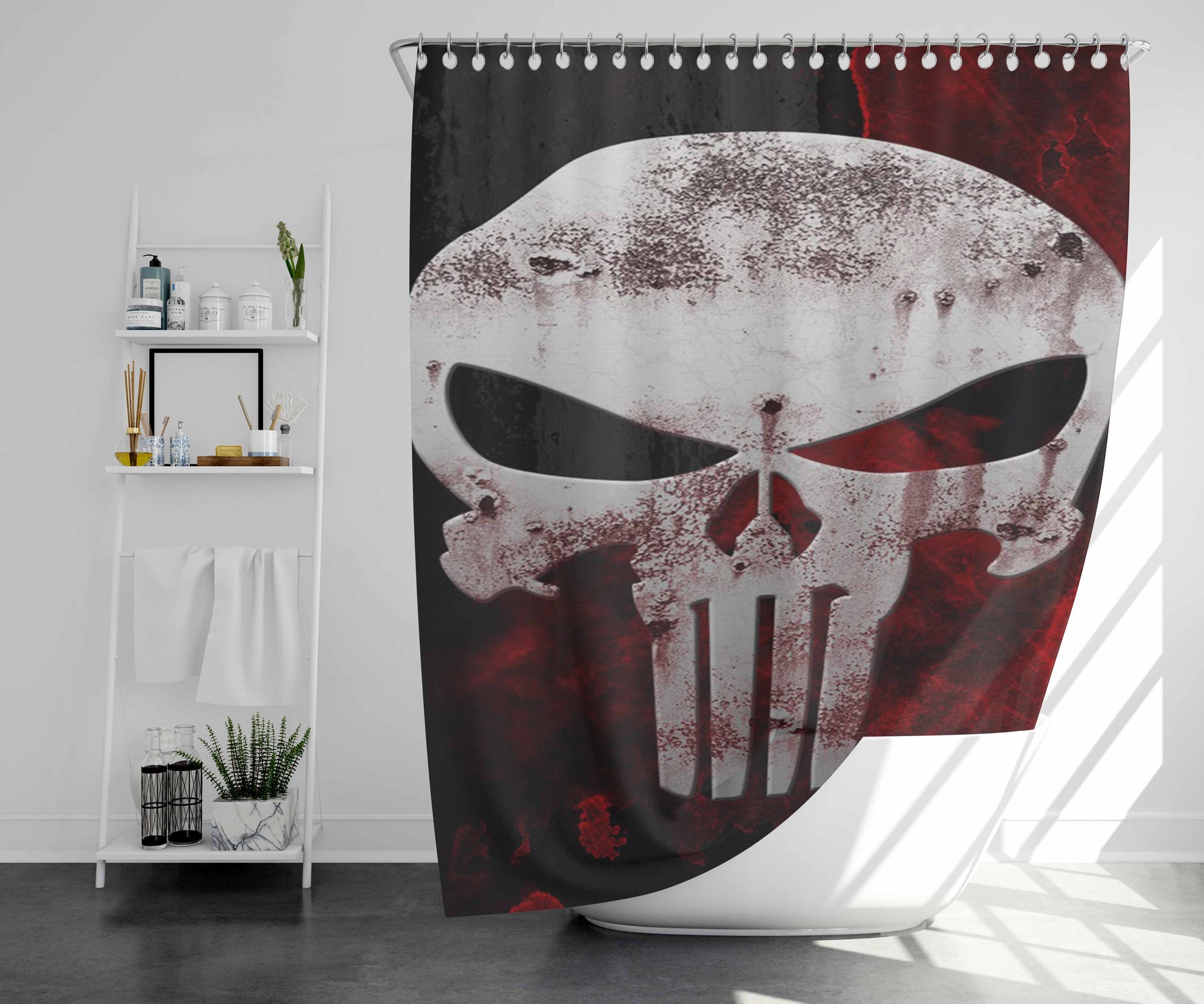 Skull Bloody Logo Bathroom Shower Curtain Fabric Waterproof | 66 X 72 Inch