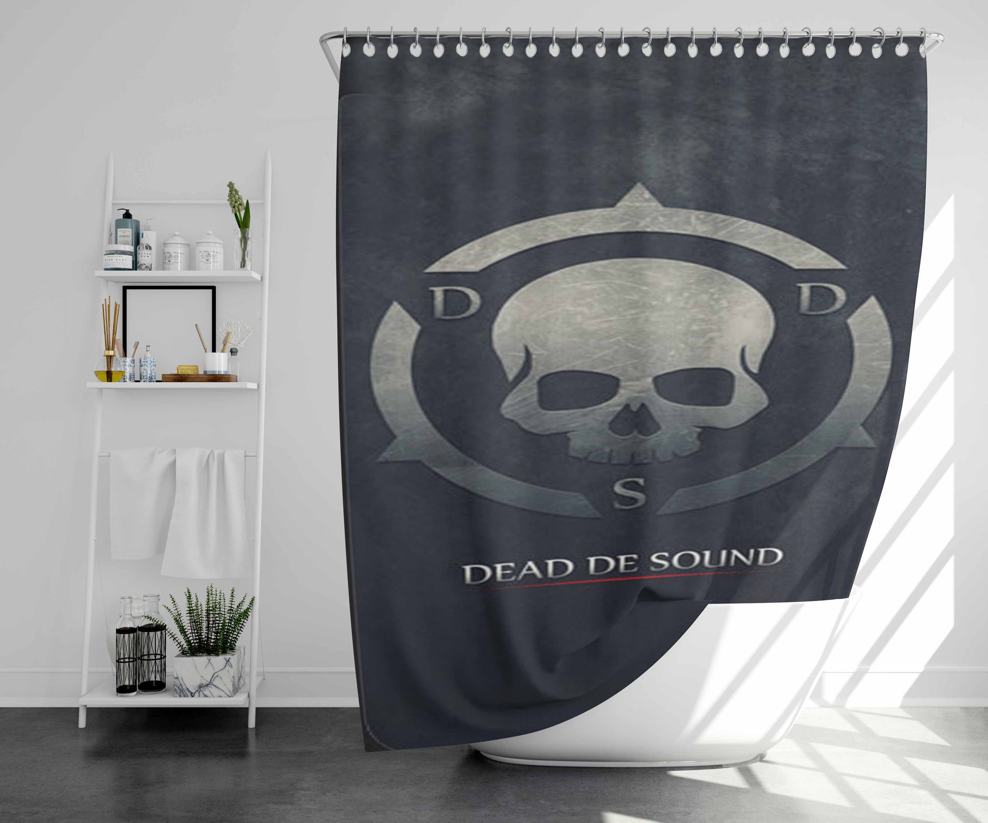 Skull Dead De Sound Bathroom Shower Curtain Fabric Waterproof | 66 X 72 Inch