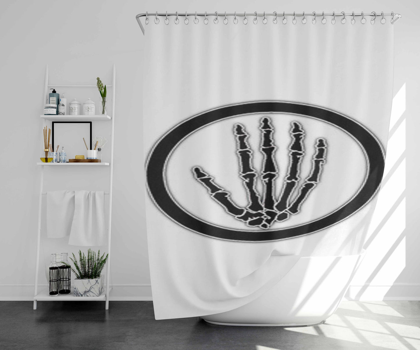 Skull Hand Design Bathroom Shower Curtain Fabric Waterproof | 66 X 72 Inch