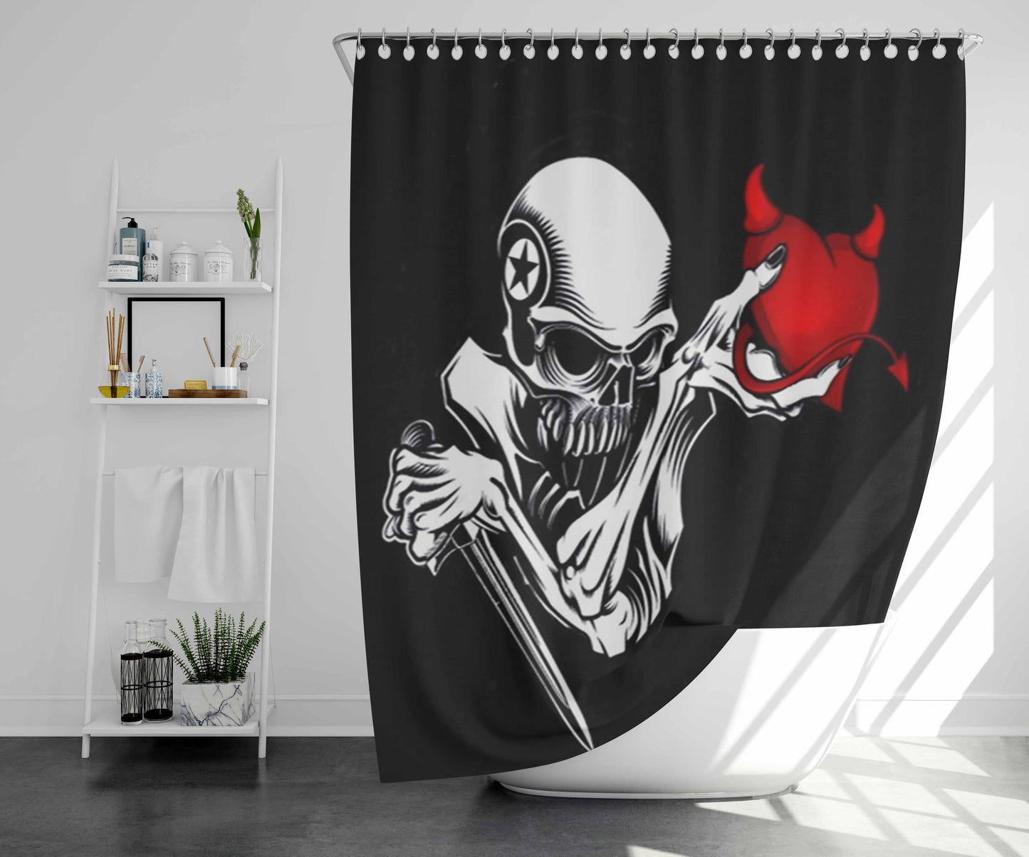 Skull Heartbreaker Bathroom Shower Curtain Fabric Waterproof | 66 X 72 Inch