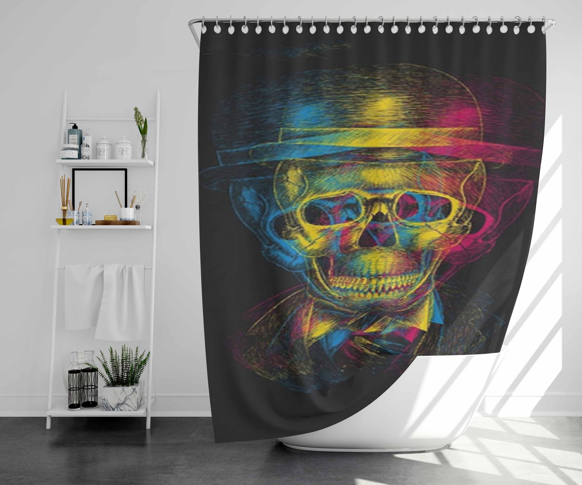 Skull Logo Bathroom Shower Curtain Fabric Waterproof | 66 X 72 Inch