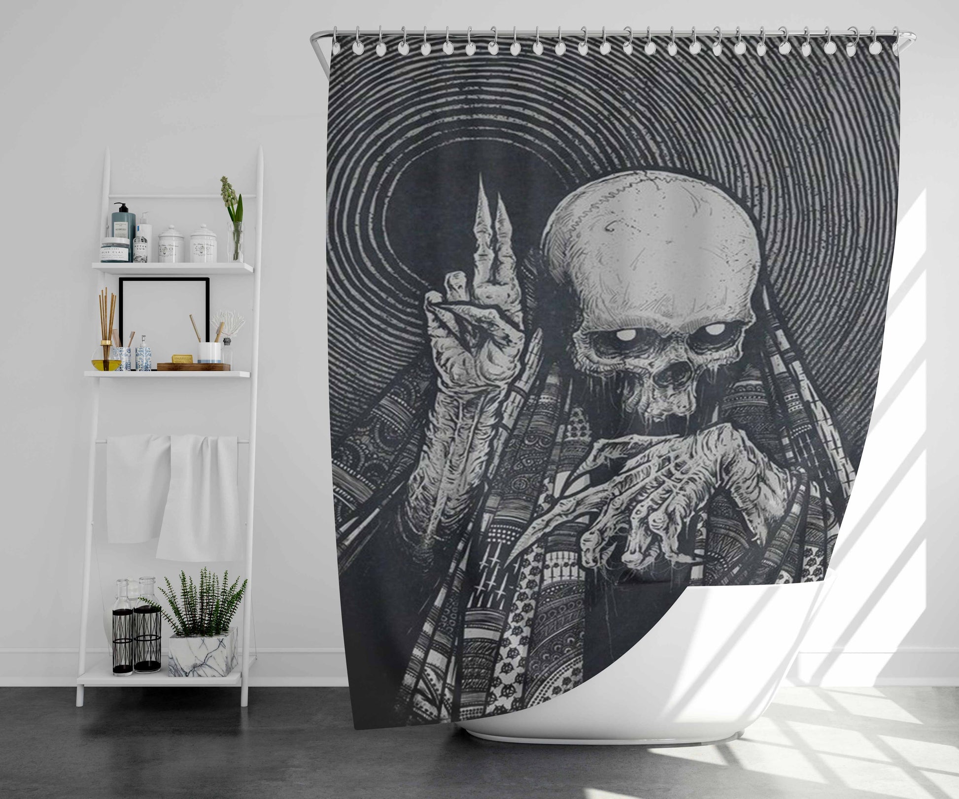Skull Peace Culture Bathroom Shower Curtain Fabric Waterproof | 66 X 72 Inch