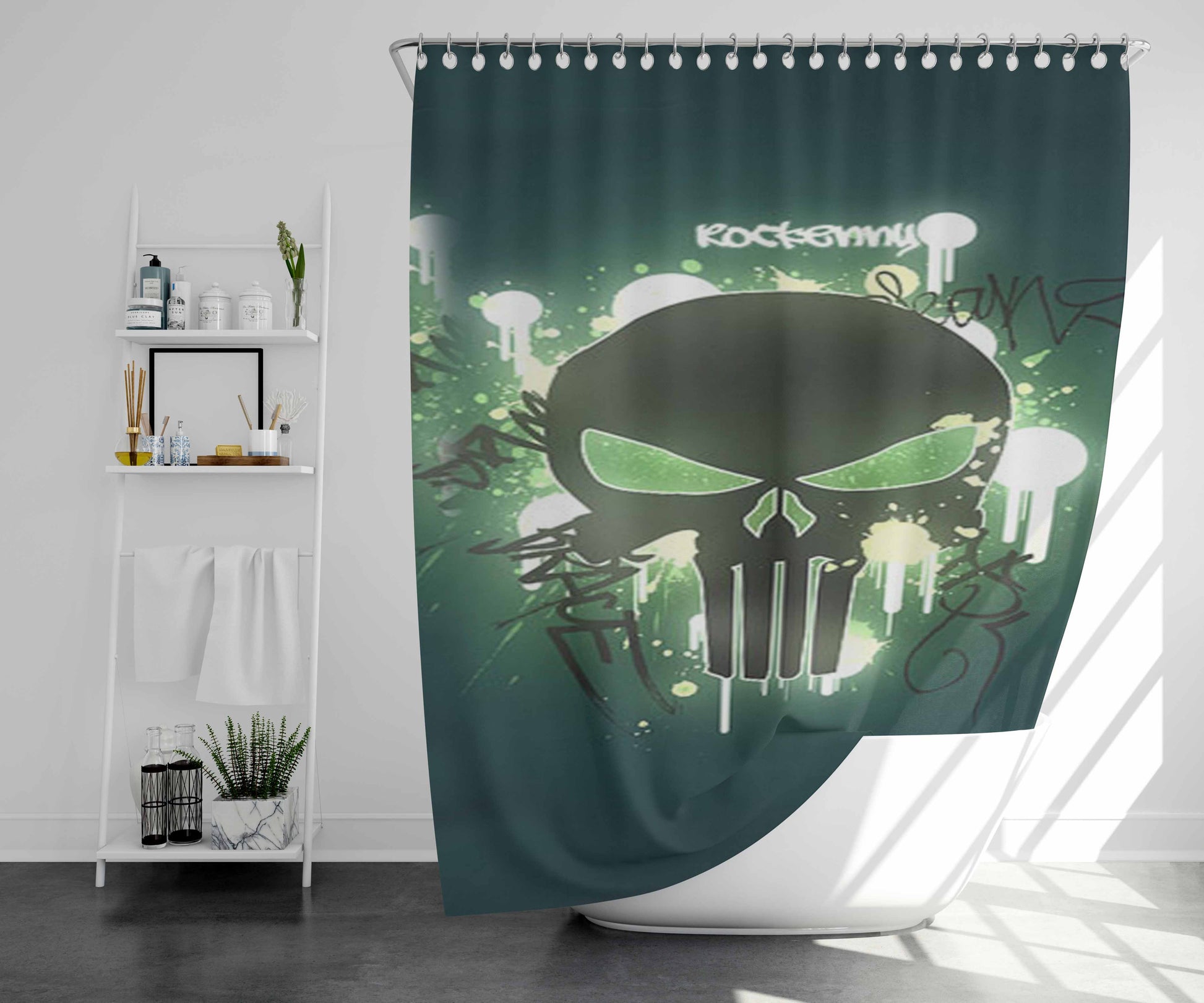 Skull Bathroom Shower Curtain Fabric Waterproof | 66 X 72 Inch