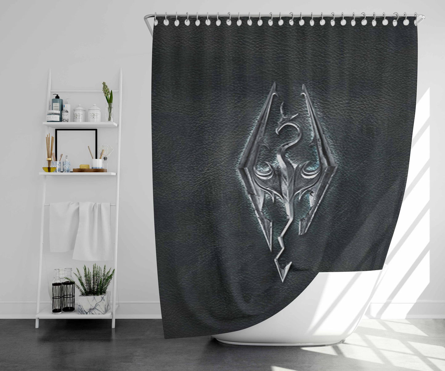 Skyrim Logo Bathroom Shower Curtain Fabric Waterproof | 66 X 72 Inch