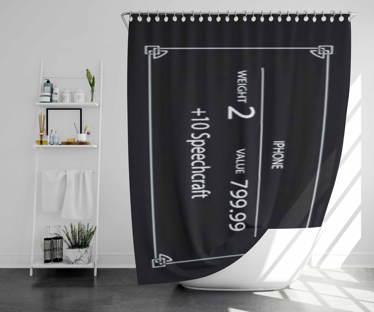 Skyrim Stats Bathroom Shower Curtain Fabric Waterproof | 66 X 72 Inch