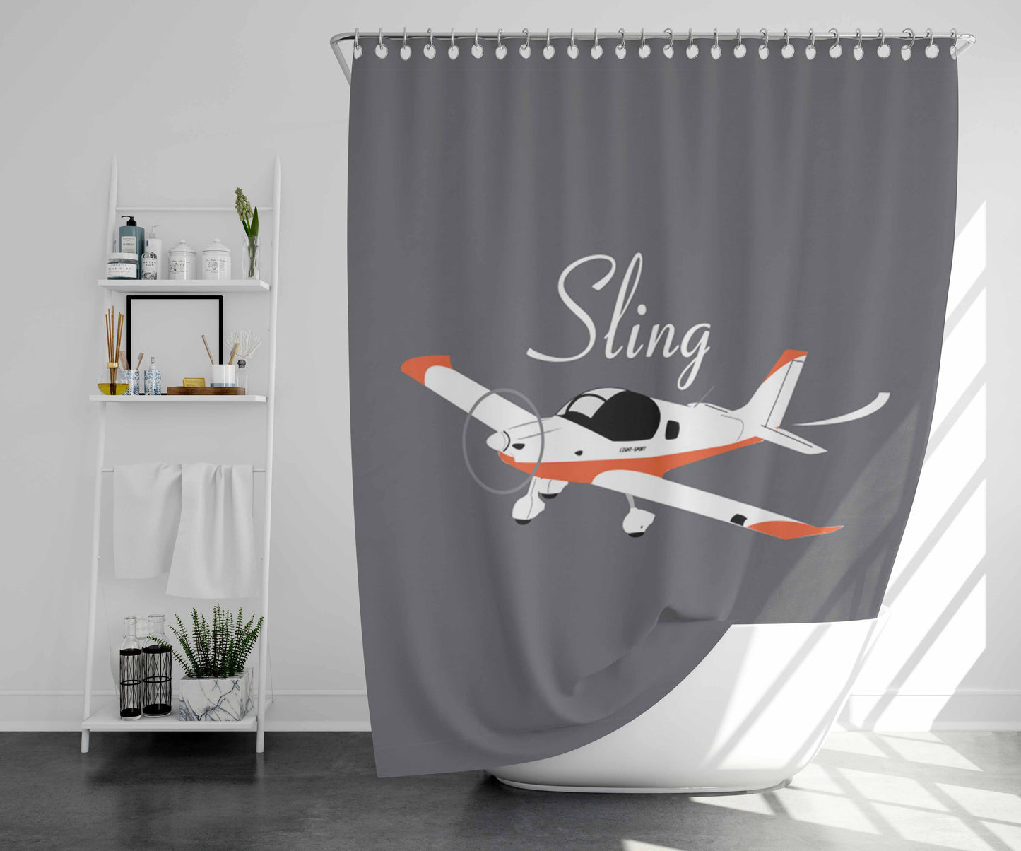 Sling Basic Bathroom Shower Curtain Fabric Waterproof | 66 X 72 Inch