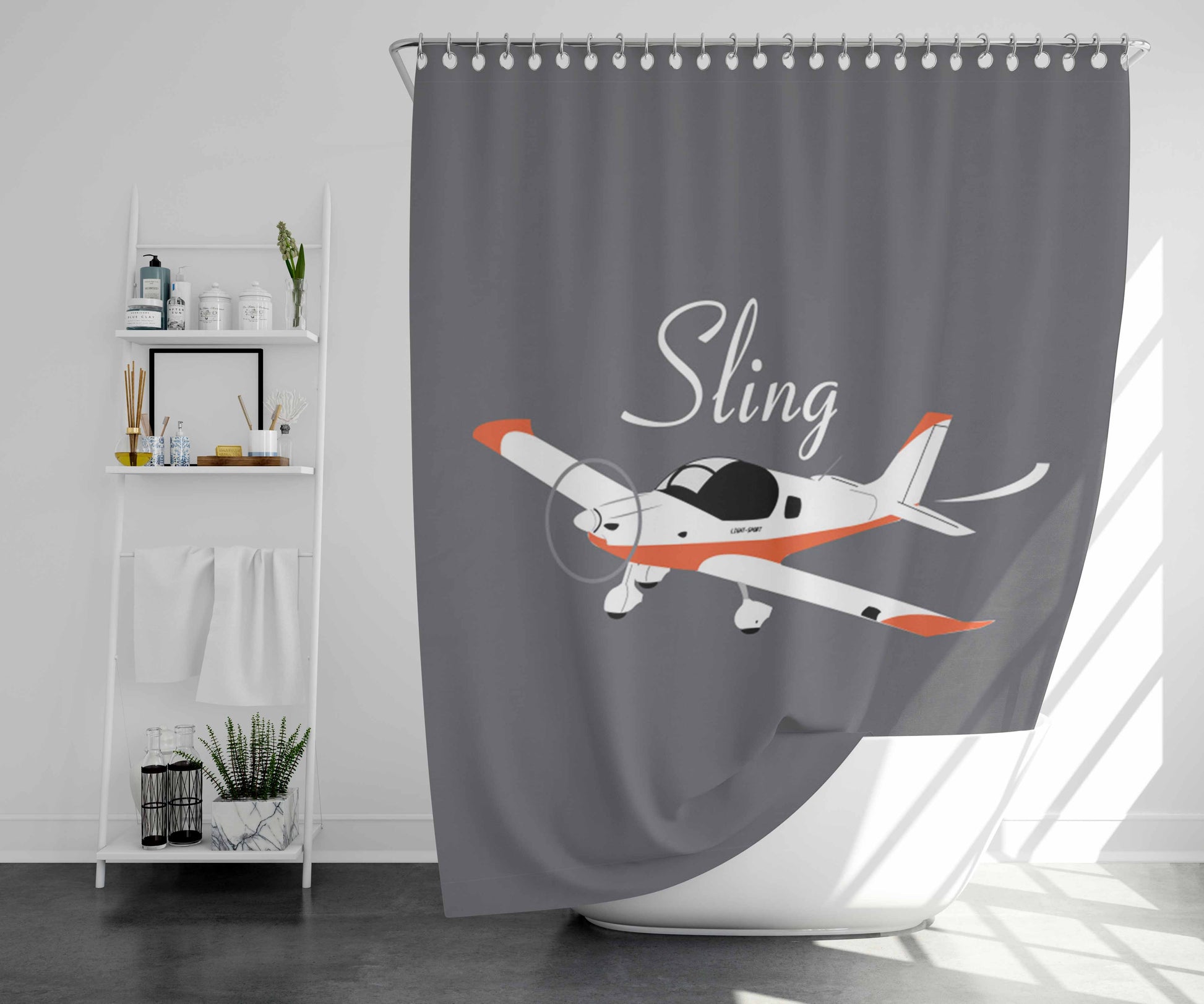 Sling Basic Bathroom Shower Curtain Fabric Waterproof | 66 X 72 Inch