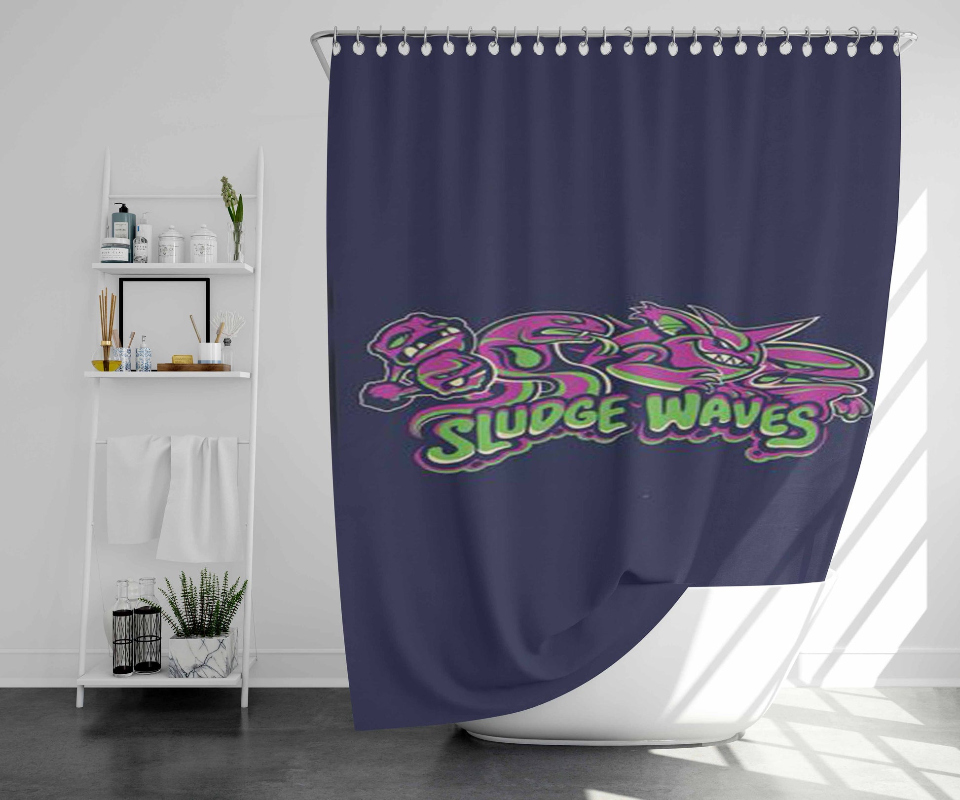 Sludge Waves Bathroom Shower Curtain Fabric Waterproof | 66 X 72 Inch