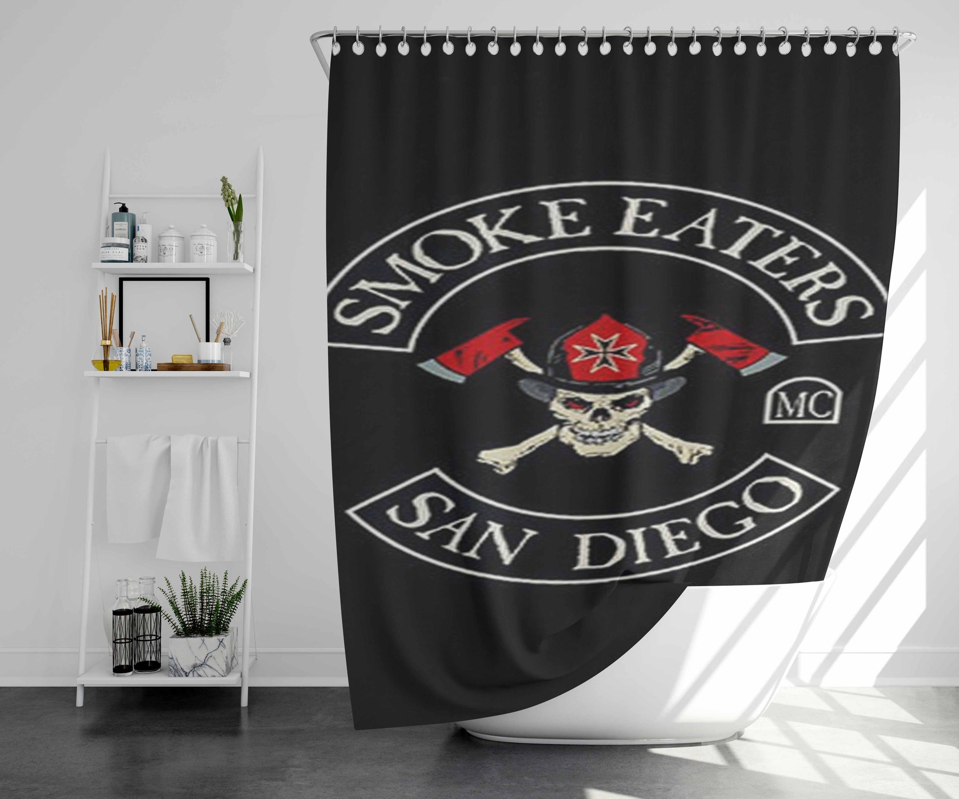 Smoke Eaters San Diego Bathroom Shower Curtain Fabric Waterproof | 66 X 72 Inch