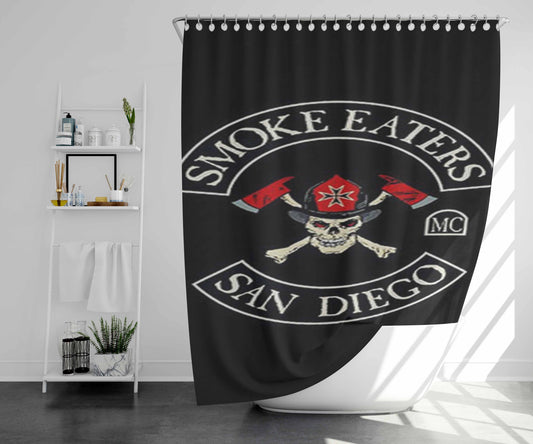 Smoke Eaters San Diego Bathroom Shower Curtain Fabric Waterproof | 66 X 72 Inch