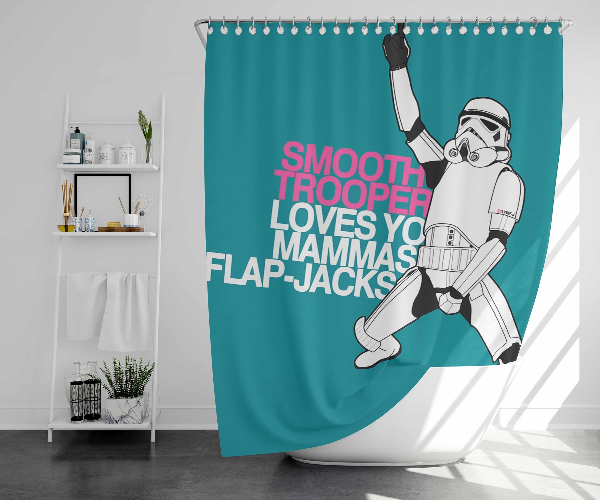 Smooth Trooper Quote Bathroom Shower Curtain Fabric Waterproof | 66 X 72 Inch