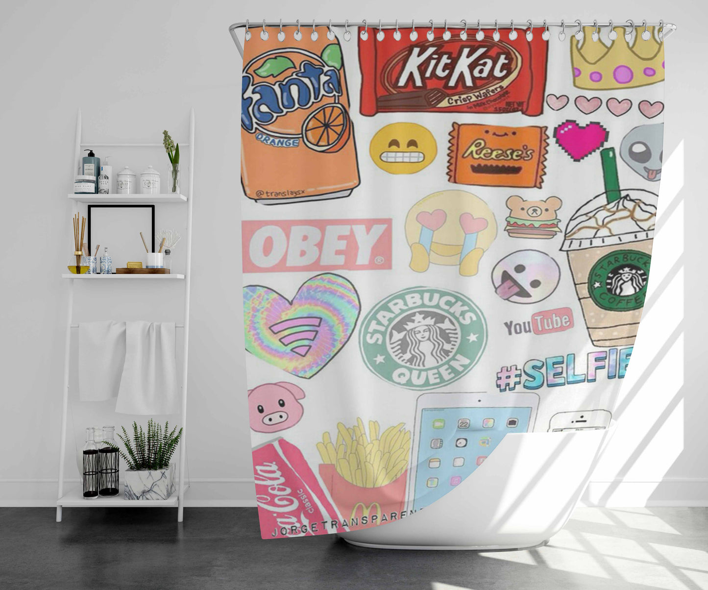 So Random Bathroom Shower Curtain Fabric Waterproof | 66 X 72 Inch