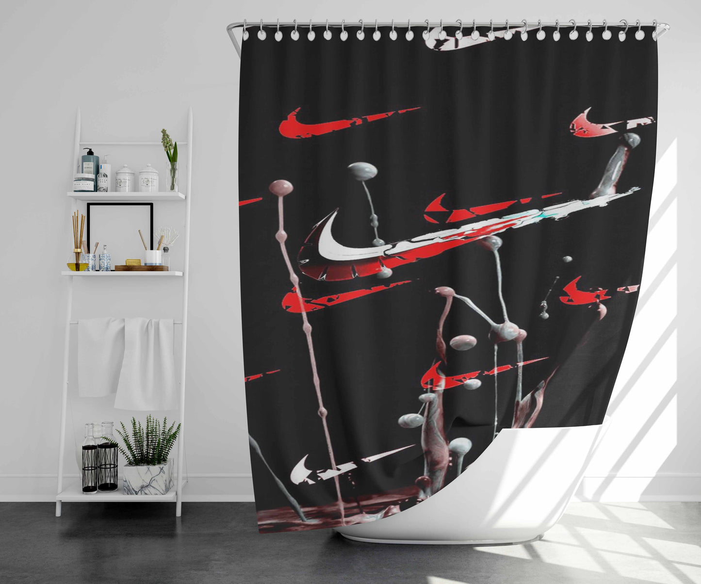 Splash Nike Splatter On Bathroom Shower Curtain Fabric Waterproof | 66 X 72 Inch