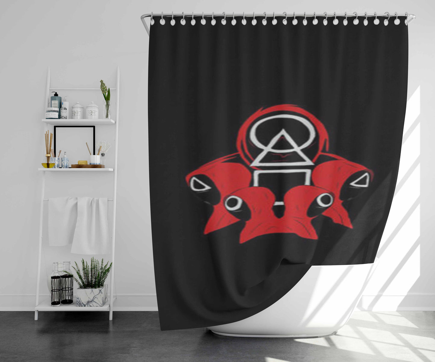 Squid Game Bathroom Shower Curtain Fabric Waterproof | 66 X 72 Inch