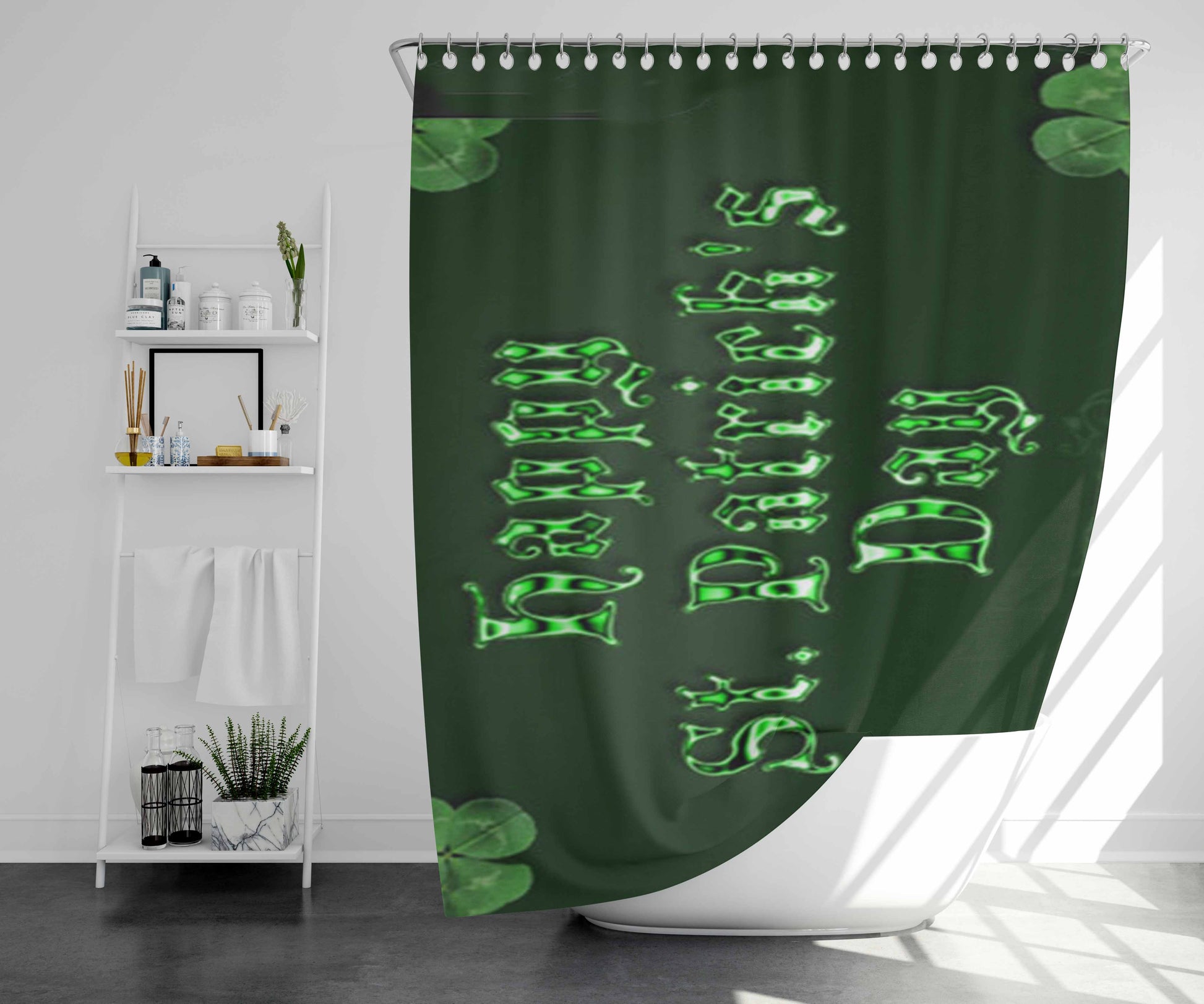 St Patricks Day Icon Bathroom Shower Curtain Fabric Waterproof | 66 X 72 Inch