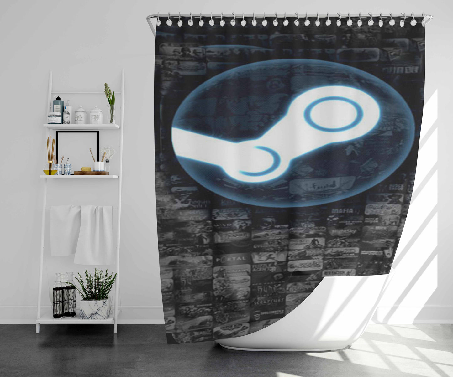 Steam Collage Bathroom Shower Curtain Fabric Waterproof | 66 X 72 Inch
