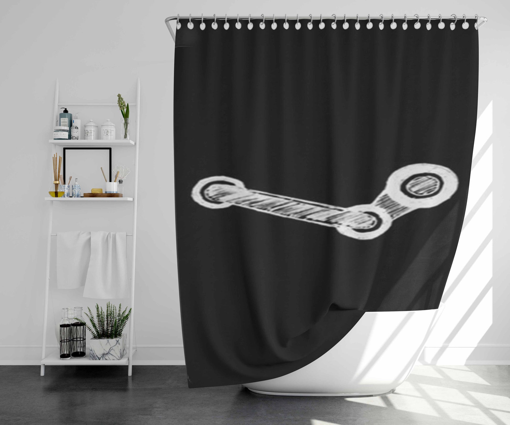 Steam Sketch Bathroom Shower Curtain Fabric Waterproof | 66 X 72 Inch