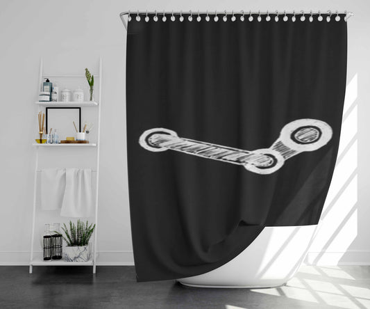 Steam Sketch Bathroom Shower Curtain Fabric Waterproof | 66 X 72 Inch