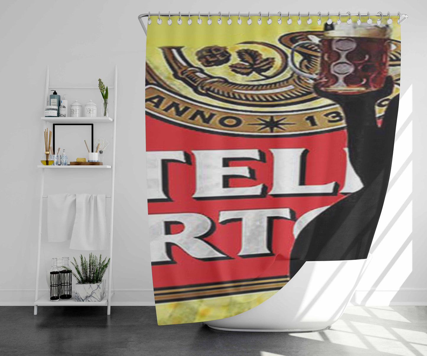 Stella Artois Silhouette Bathroom Shower Curtain Fabric Waterproof | 66 X 72 Inch