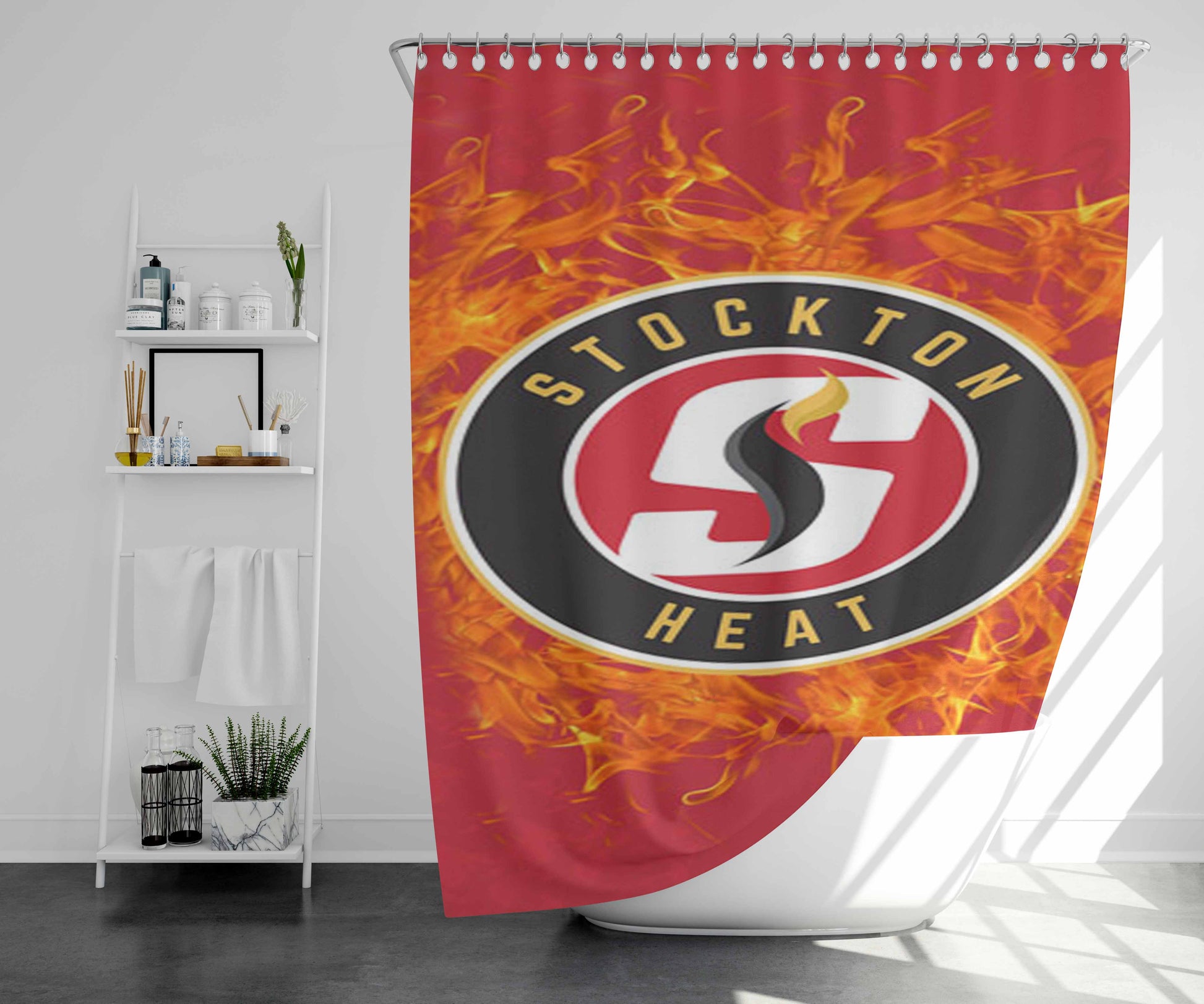 Stockton Heat Flame Bathroom Shower Curtain Fabric Waterproof | 66 X 72 Inch