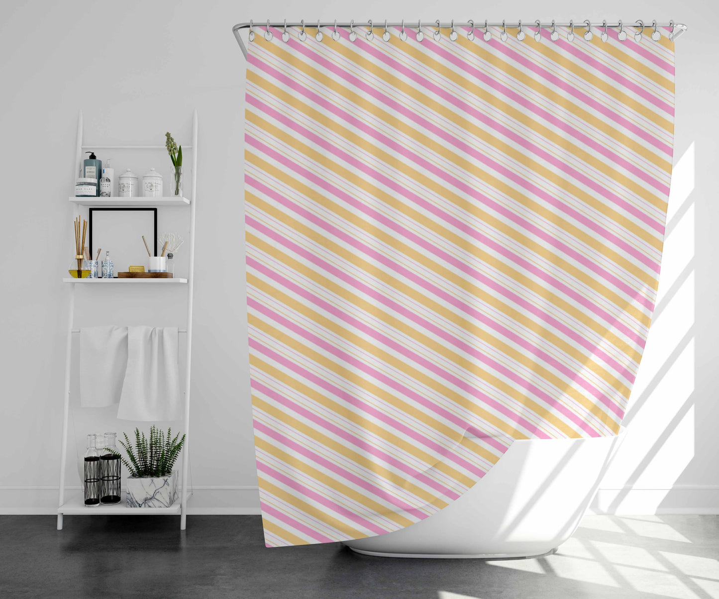 Stripe Bathroom Shower Curtain Fabric Waterproof | 66 X 72 Inch
