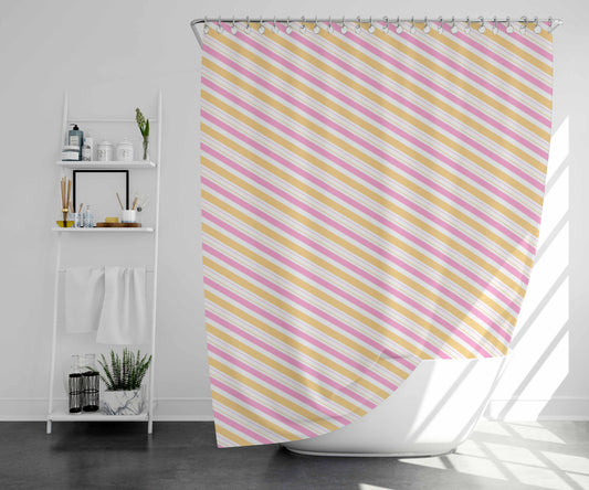 Stripe Bathroom Shower Curtain Fabric Waterproof | 66 X 72 Inch