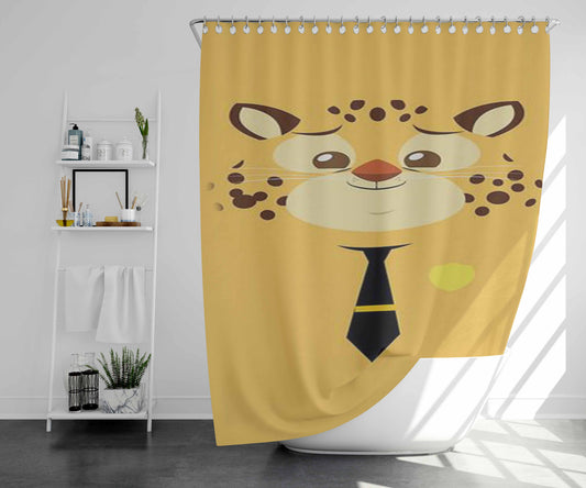 Stylized Ghepard Clawhauser Bathroom Shower Curtain Fabric Waterproof | 66 X 72 Inch