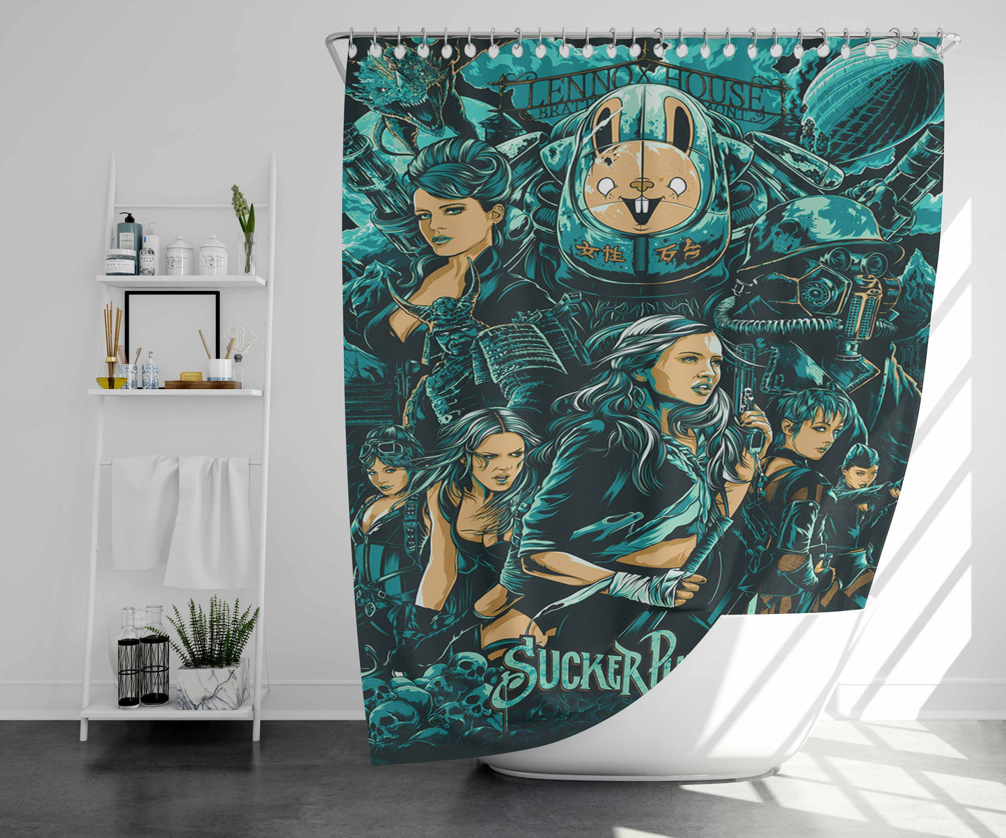 Sucker Punch Characters Bathroom Shower Curtain Fabric Waterproof | 66 X 72 Inch