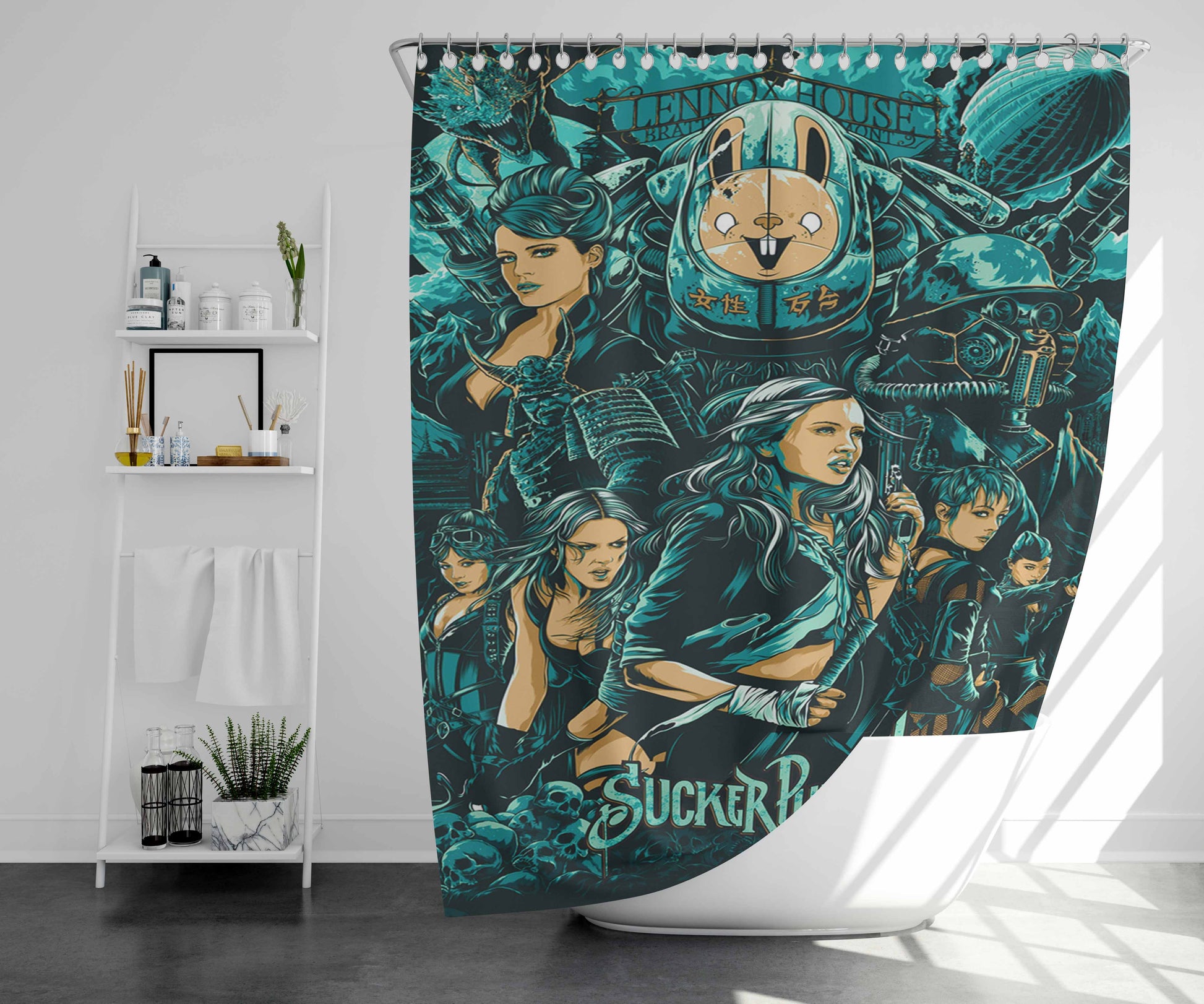 Sucker Punch Characters Bathroom Shower Curtain Fabric Waterproof | 66 X 72 Inch
