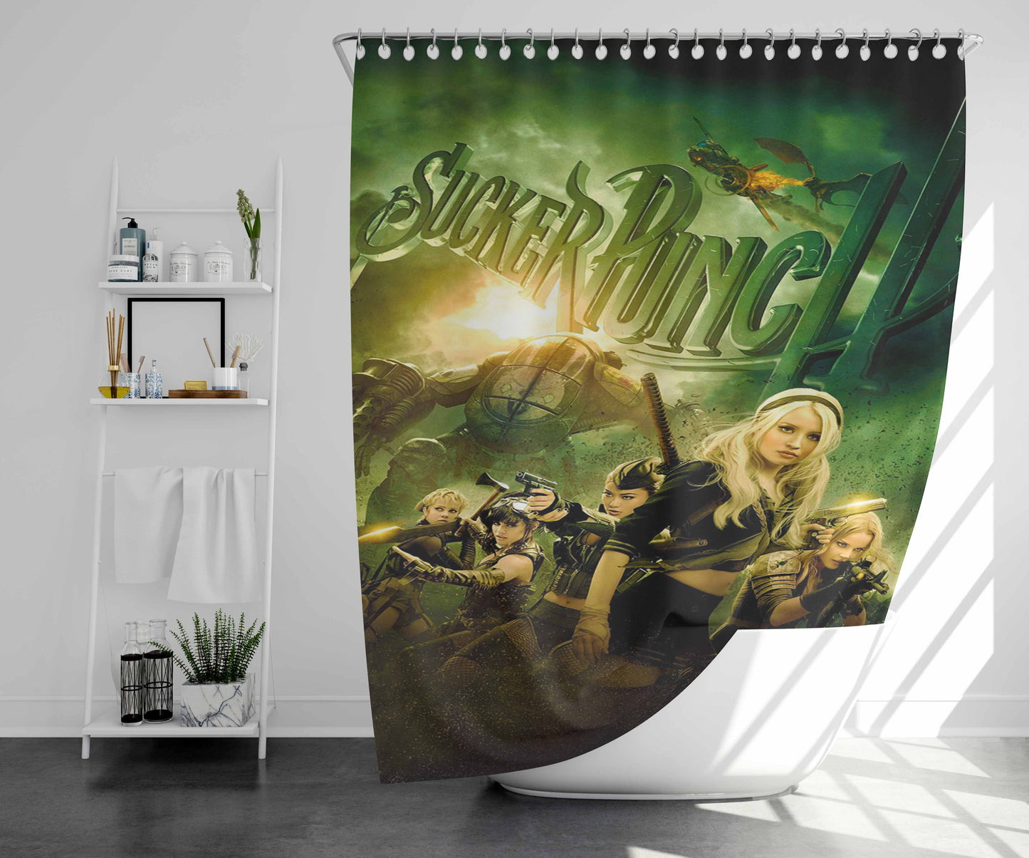 Sucker Punch Cover Bathroom Shower Curtain Fabric Waterproof | 66 X 72 Inch
