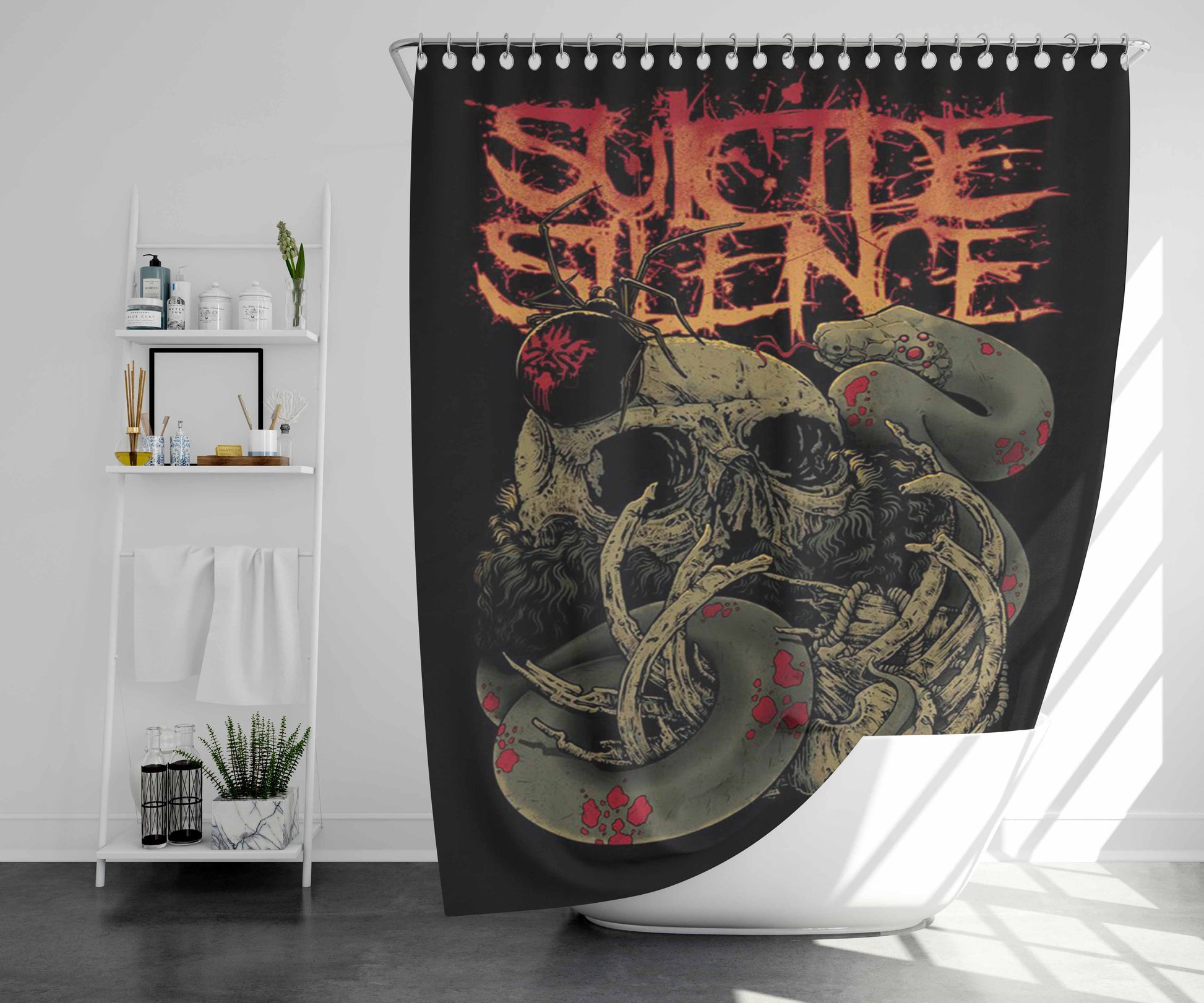 Suicide Silence Skull Art Bathroom Shower Curtain Fabric Waterproof | 66 X 72 Inch