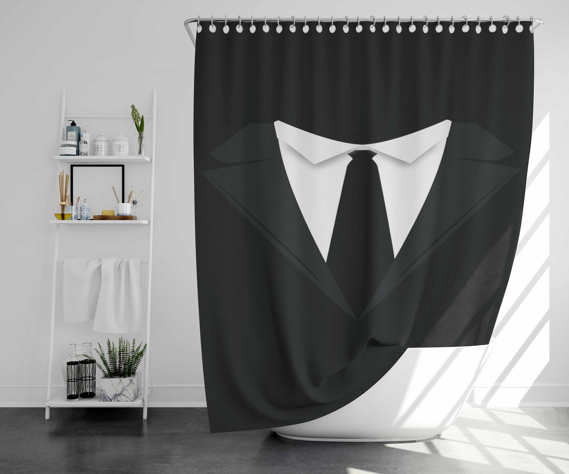 Suit Bathroom Shower Curtain Fabric Waterproof | 66 X 72 Inch