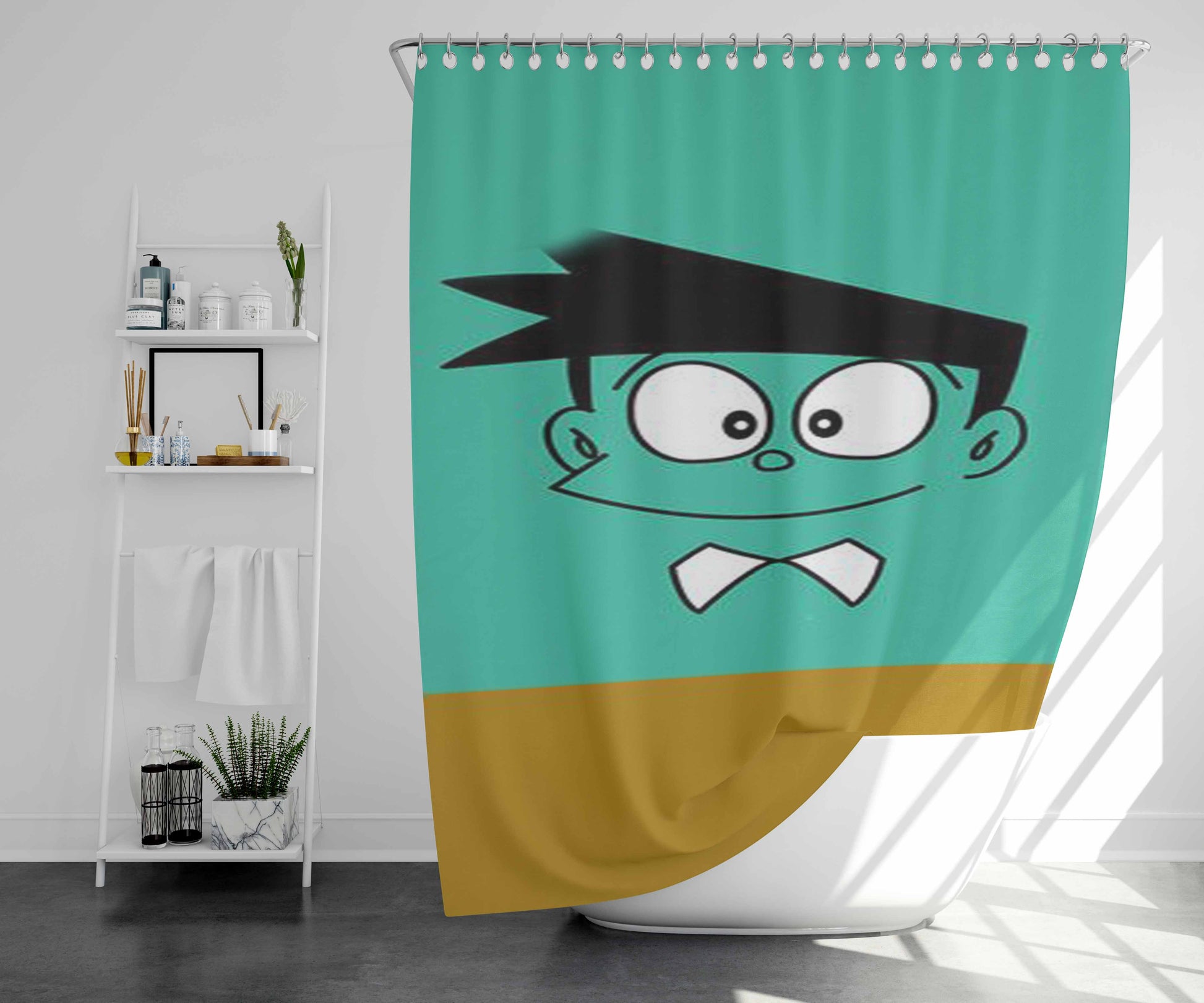 Suneo Minimalist Bathroom Shower Curtain Fabric Waterproof | 66 X 72 Inch