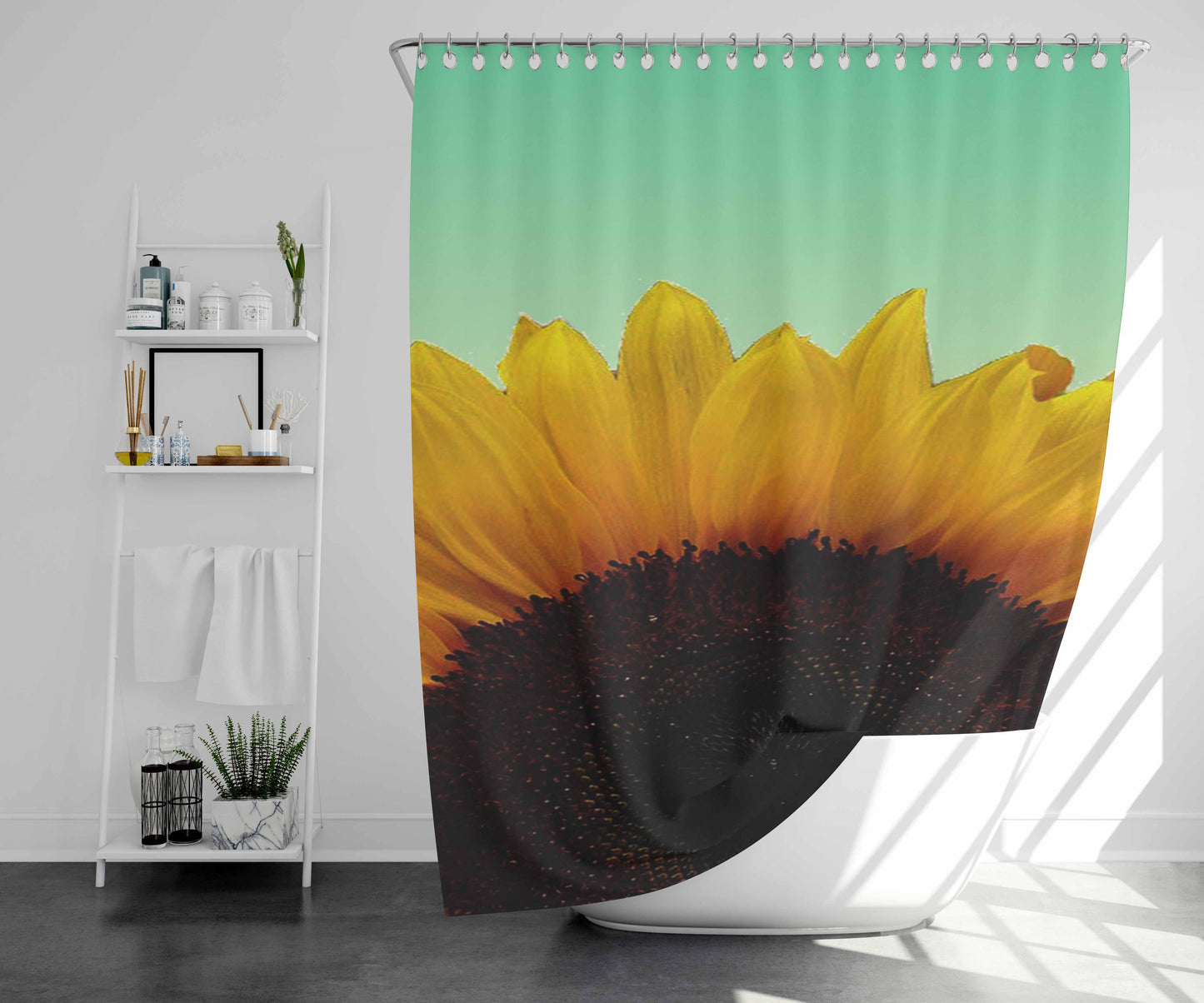 Sunflower Bathroom Shower Curtain Fabric Waterproof | 66 X 72 Inch
