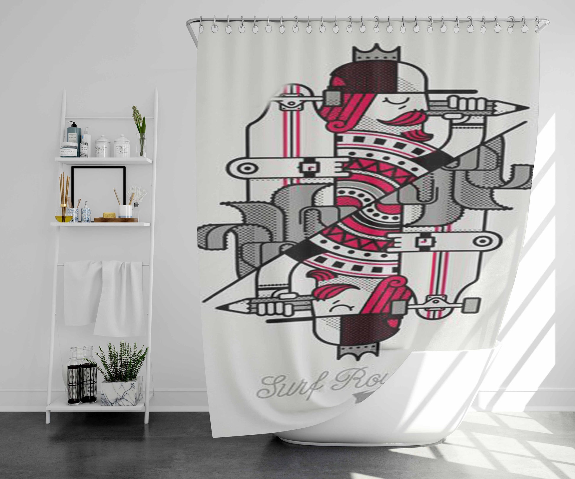 Surf Royal Bathroom Shower Curtain Fabric Waterproof | 66 X 72 Inch