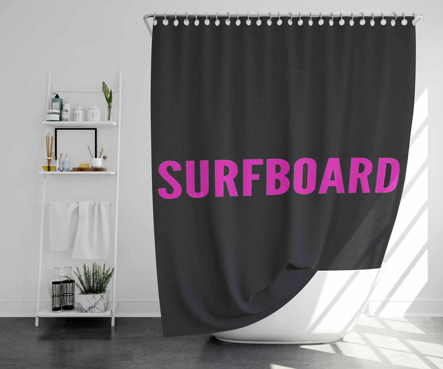 Surfboard Bathroom Shower Curtain Fabric Waterproof | 66 X 72 Inch