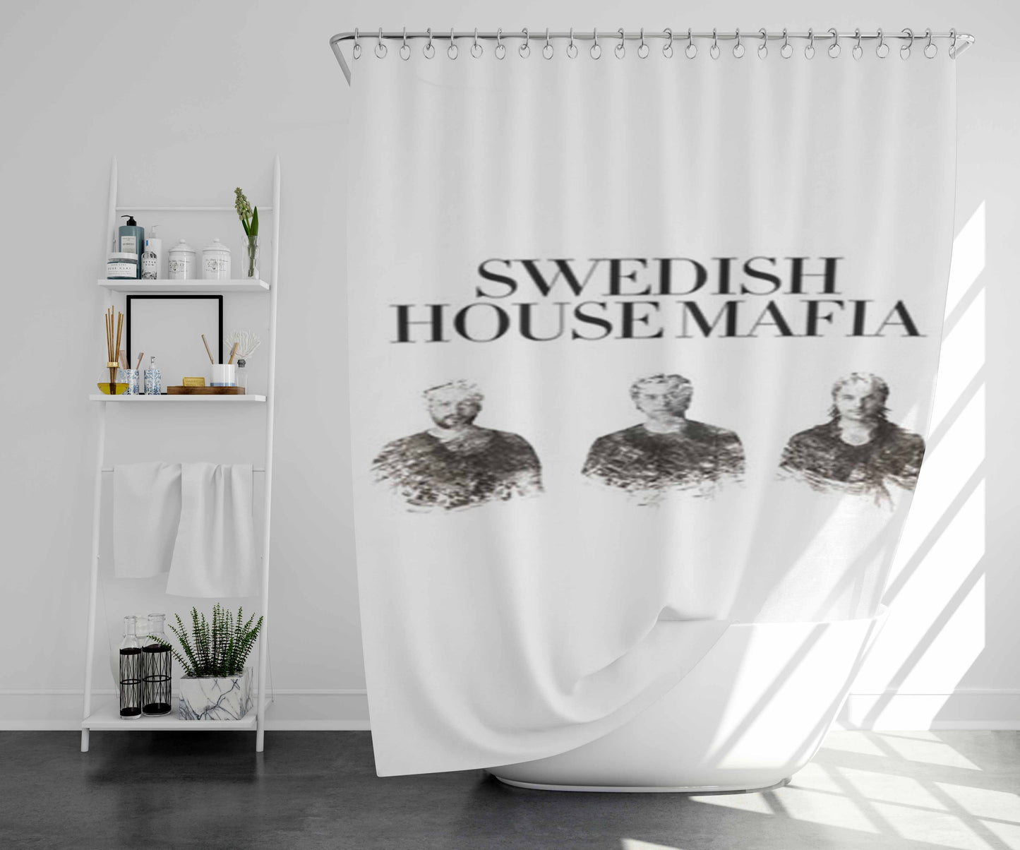 Swedish House Mafia White Bathroom Shower Curtain Fabric Waterproof | 66 X 72 Inch