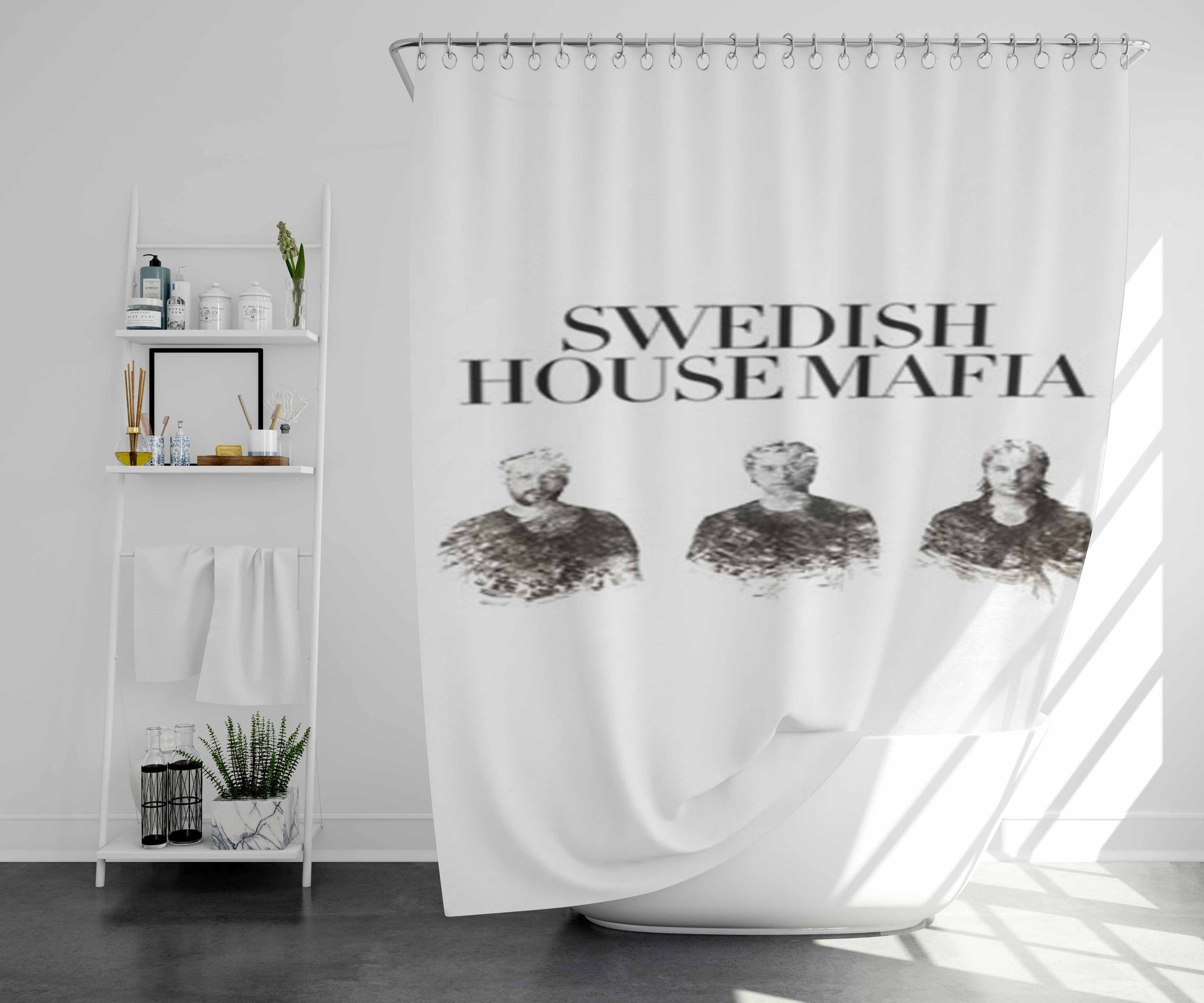 Swedish House Mafia White Bathroom Shower Curtain Fabric Waterproof | 66 X 72 Inch