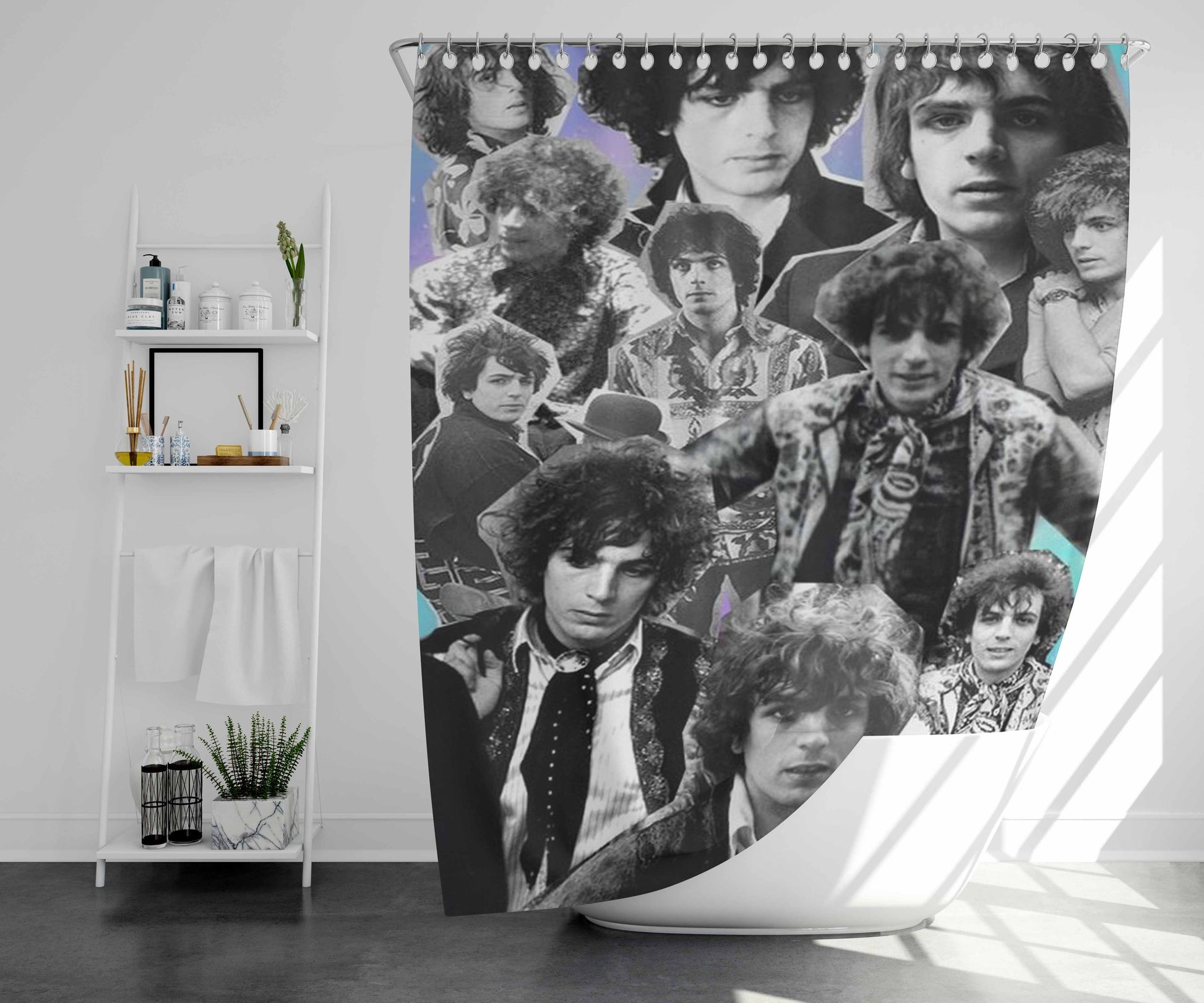 Syd Barrett Collage Bathroom Shower Curtain Fabric Waterproof | 66 X 72 Inch